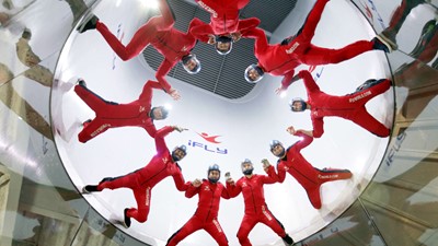 Nine instructors flying high in the tunnel
